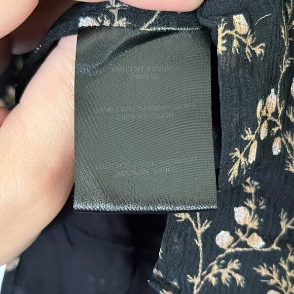 Jonathan Simkhai Blouse Size Medium Button Up Floral Sheer Silk Romantic Black - Picture 5 of 9